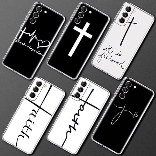 Movil Phone Case for Samsung Galaxy S20 FE S21 Ultra S10 Plus Note 10 Lite 9 Shell Transparent Soft Cover Faith Christian Jesus