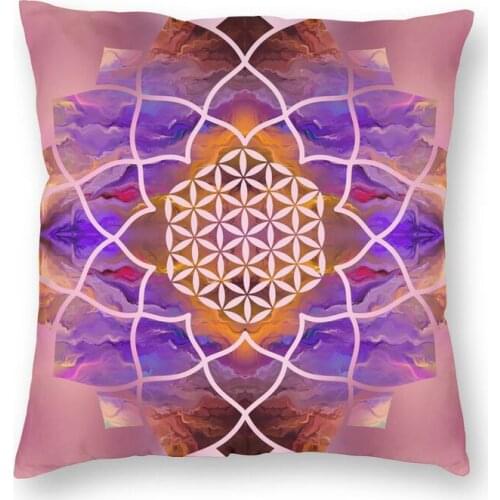 Flower Of Life In Lotus Cushion Cover Two Side Printing Painted Texture Floor Pillow Case for Car Cool Pillowcase Home Decor