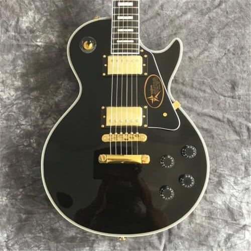 Custom Black Electric Guitar, Red Sandalwood Tuning Fork, Binding Accessories, Gold Pieces