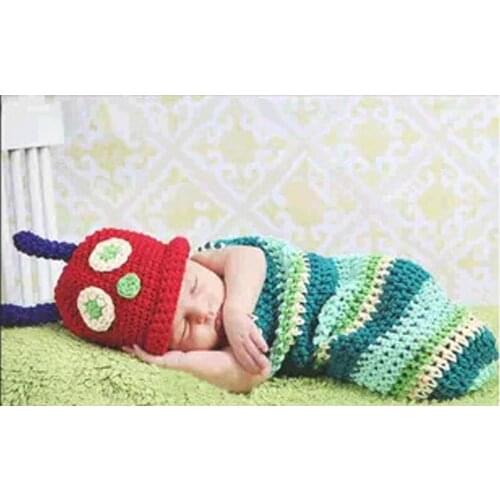 Baby Handmade Caterpillar Sleeping Bag Photography Suit Newborn Baby Photography Props