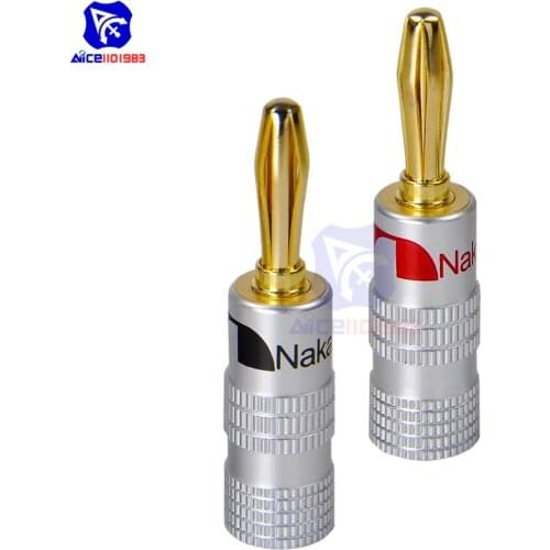 Diymore 1 Set Speaker Cable Connectors Audio Banana Plugs Adapter 24K