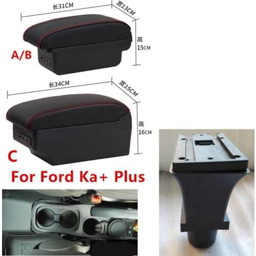 For Ford Ka+ Plus Armrest Box for Ford Ka Plus Central Store Content Box Storage Accessories Parts 15-19