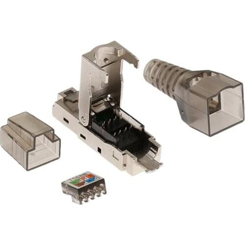 RJ45 Shielded Connector Cat6A Crimp Modular Connector Network Plug 8P8C For CAT5 CAT5E CAT6 Solid or Stranded Cable