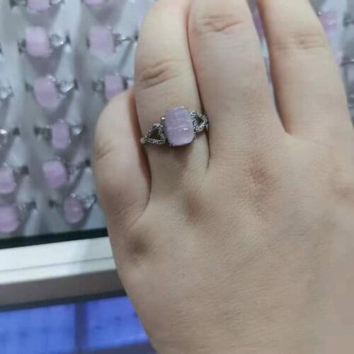 Brave Troops Natural Stone Spodumene Carving Pixiu Animal Pink Gemstone Ring Woman Jewelry Bijoux Femme Anillos Mujer