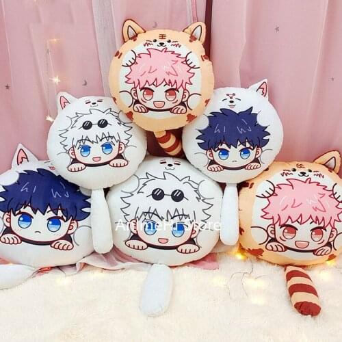 Anime Jujutsu Kaisen Tail Pillow Toy Gojo Satoru Fushiguro Megumi Itadori Yuji Cosplay Stuffed Plush Doll 55cm Cute Cartoon Gift
