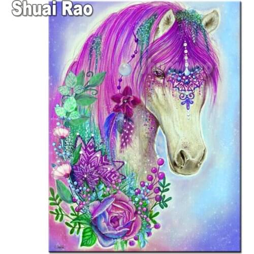 Full square/round 5D DIY diamond painting cute Horse Flowers Embroidery Pattern Cross stitch kit mosaic Animals Rose home decor