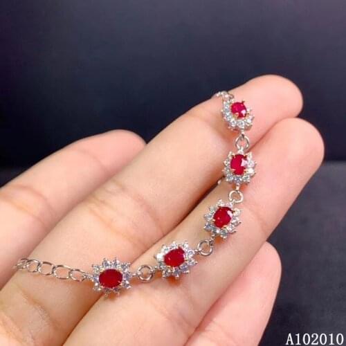 KJJEAXCMY fine jewelry 925 sterling silver inlaid natural ruby bracelet elegant girl hand bracelet support test