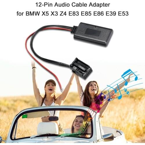 KKMOON AUX Audio Cable Adapter 12Pin Port BT Receiver Connector Car accessories Fit for BMW X5 X3 Z4 E83 E85 E86 E39 E53