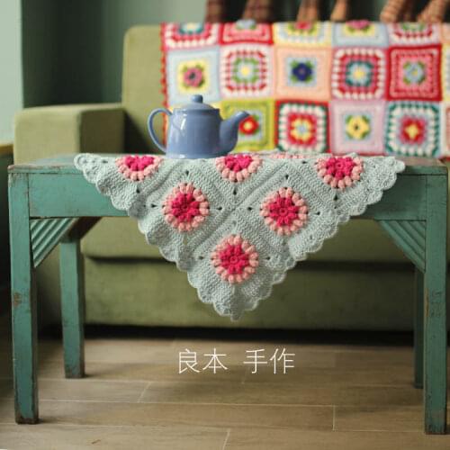 Multi colours handmade crochet blanket tablecloth carpet Hand hooked fashion crochet home&living felt pastoral style gift