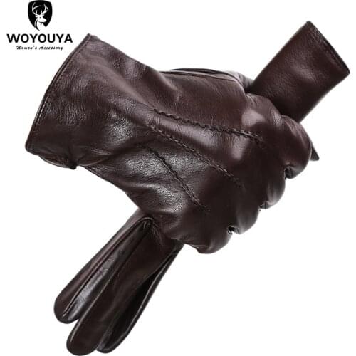 Comfortable Keep warm gloves male winter,Water ripple design sheepskin mens gloves,black mens leather gloves-8021Y