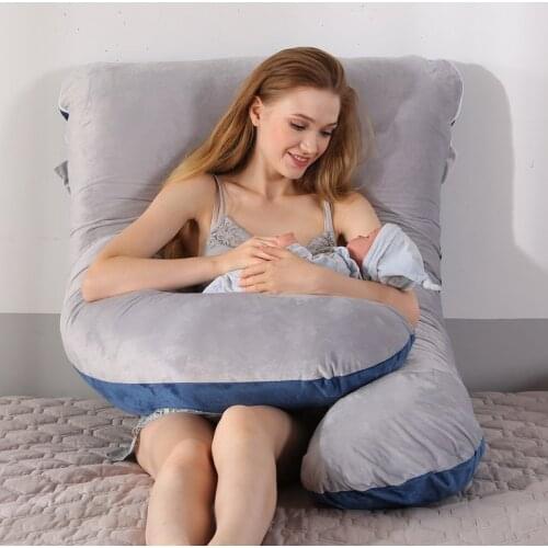 Soft Fleece Pregnant Pillow Case Gravida U Type Lumbar Pillowcase Multi Function Side Protect Cushion cover for Pregnancy Women