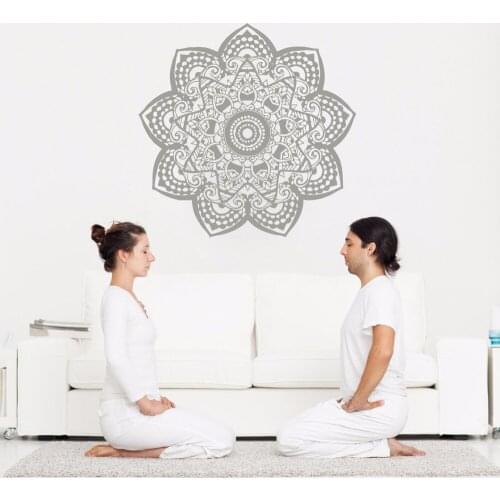 Mandala Wall Decal Removable Vinyl Om Sign Wall Sticker Yoga Studio Wall Art Mural Home Decoration Bohemian Boho Art AY777