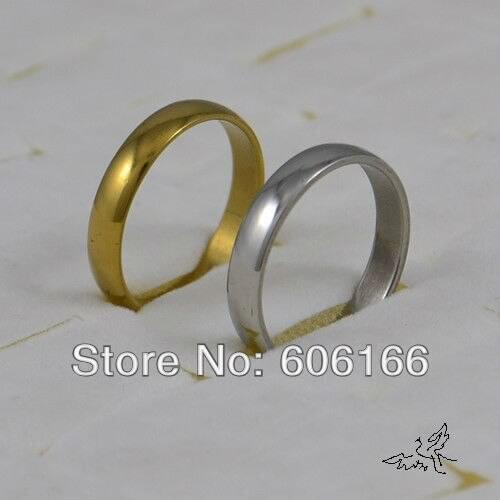 50pcs 4mm Wedding Bands Engagement Ring Mix Gold Silver Tone Polishing Dome Half Round Stainless Steel Rings Fashion Jewelry