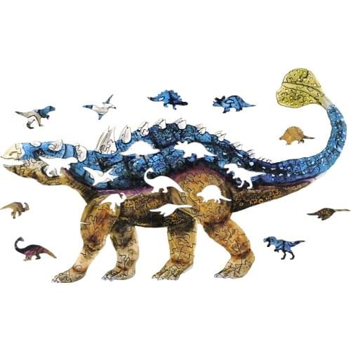 Unique Wooden Puzzle For Adults Kids Educational Toys Wooden Animal Jigsaw Puzzles Ankylosaurus 3D DIY Wood Puzzle Crafts Gifts