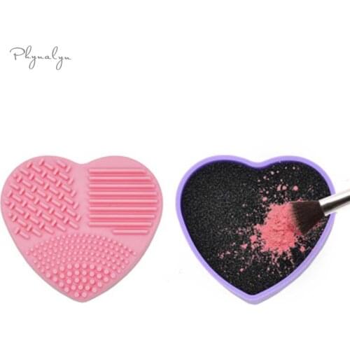 Phynalyn 1pc Makeup Brush Cleaner Silicone Heart Box Powder Sponge Remover Quick Color Off Make Up Brushes Cleaner