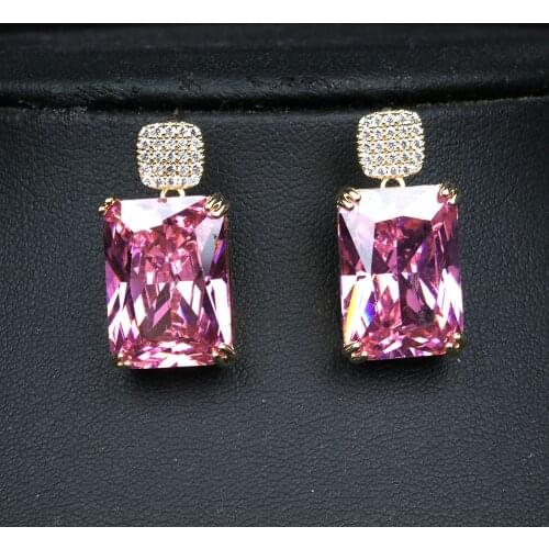 2021 Luxury High Quality Square Cubic Zircon Drop Dangle Earring For Women Jewelry Pendientes mujer Wholesale