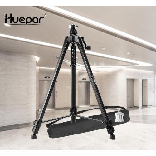 Huepar 1.6M Laser Level Tripod Aluminum Flat Head Adjustable Height Tripod Stand with Handle Bubble for Self leveling Level