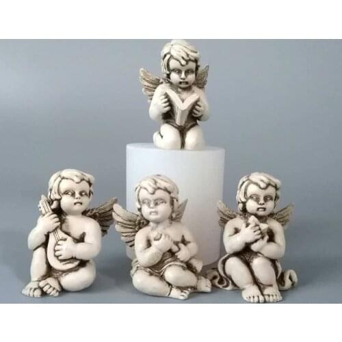 Silicone Fondant Mold Silicone Four styles Sitting Angel Wings 3D Handmade Candle DIY Chocolate Decoration Clay Resin Molds