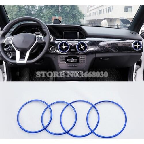 Blue Air Vent Outlet Ring Cover Trim 4pcs For Mercedes Benz GLK X204 2013-2015 Car accesories interior Car decoration