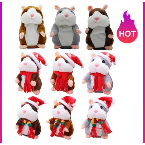 Funny Talking Hamster Stuffed Plush Animal Doll Sound Walking Speaking Record Repeat Educational Voice Changing Toys