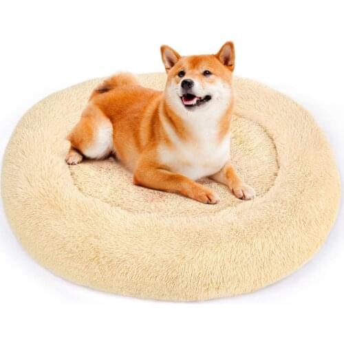 Blossoms-Warm Sleeping Bag Super Soft Pet Bed Kennel Dog Round Cat Long Plush Puppy Cushion Mat Dog House Dog Bed Cat Bed Roll
