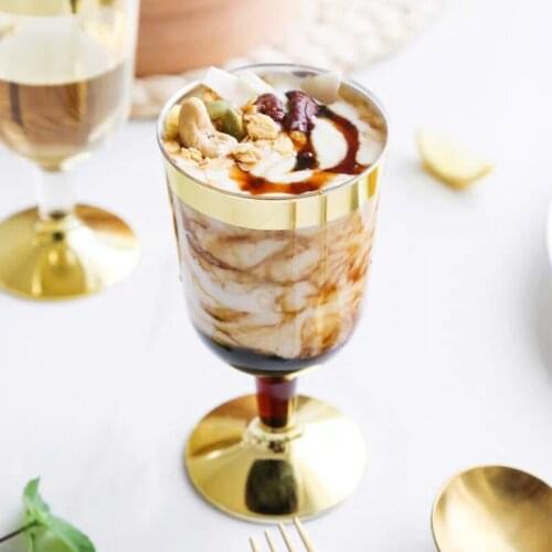 6oz 180ML Disposable PS Transparent Wine Glass Plastic Goblet Ice Cream Cup Birthday Party Decorations