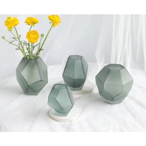 Glass Vase Nordic Ins Style Flower Pot Flower Arrangement Grey Vases Ornaments Decoration For Tabletop Living Room Ваза Декор