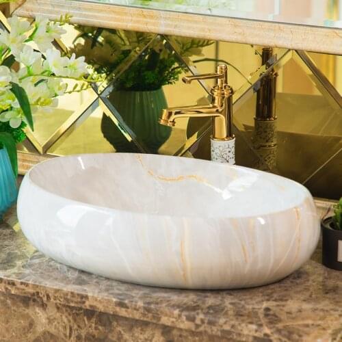 Bathroom Sink Ceramic Tabletop Wash Basin Household Square European Style Art Basin Bathroom Washbasin Bathroom Sinks