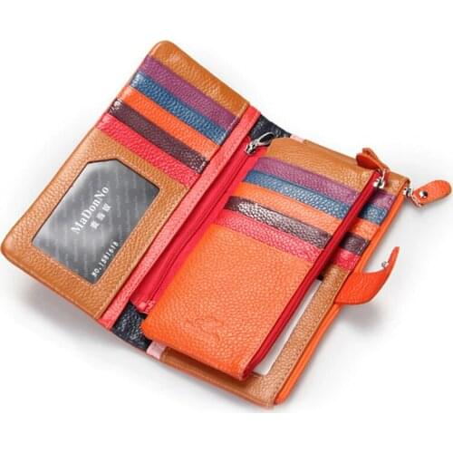 High-grade Soft Real Cow Leather Wallet Long Women Clutch bag Wallets Lady Genuine Leather Credit Card Holder Coin Purse 2019