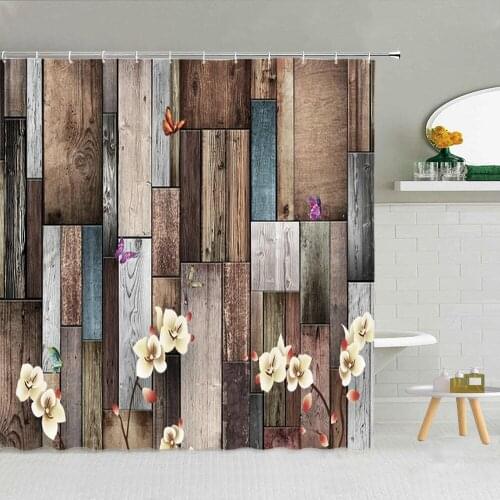 3D Printing Vintage Color Board Wall Shower Curtain Waterproof Polyester Fabric High Quality Bath Screen Home Decor With Hooks