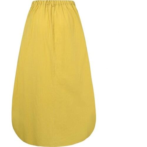 Women Skirt High Waist Solid Color Cotton Blend Large Hem Pocket Maxi Skirt Streetwear for Party