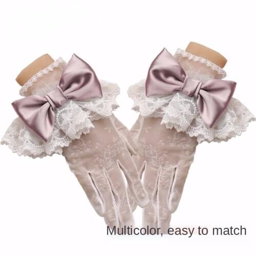2021 New Lolita Lace Gloves Womens Thin Sunscreen Summer Bow Lolita Accessories