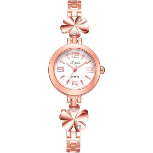 Lvpai Women Crystal Bracelet Watch Flower Rhinestone Arabic Numeral Quartz Analog Small Wristwatch Jewelry Gift