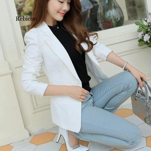 Ladies Blazer Long Sleeve Blaser Women Suit jacket Female Feminine Blazer Femme Pink Blue White Black Blazer Autumn