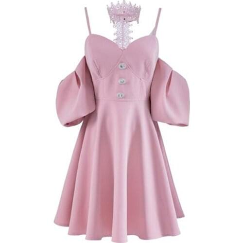 Women Spaghetti Strap Dress Summer Lace Halter Neck Sleeveless High Waist Vestidos 2021 New Lady Casual Mini Dresses Gothic