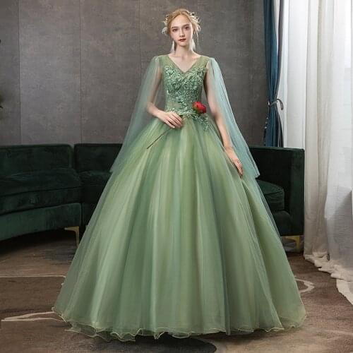 Robe De Bal Quinceanera Dresses 2020 New Elegant V-neck Floor-length Ball Gown Vintage Party Prom Formal Dress Plus Size Dress
