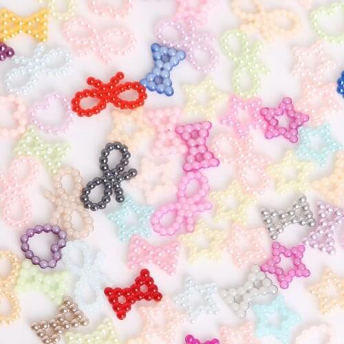 100pcs Flatback Hollow Heart Star Shape Imitation Pearls Beads For DIY Scrapbook Decoration Craft Making
