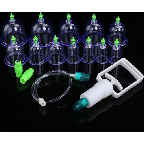 12 Cupping Cups Set Medical Vacuum Cans Vacuum Pump Extract Air Back Body Massage Massager Health Care Home Use