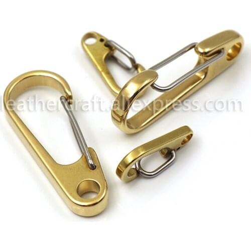 1x Pure Brass Curtain Clasp Split Key Ring Hook Chain Loop Key Ring Keychain Strap Wallet Bag Leather Belt Hooks 1" 1-1/4" 2"