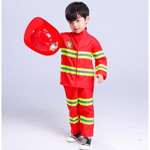 2020 Teenager Fireman Sam Uniform Children Halloween Cosplay Firefighter Costumes Carnival Accessories Team Wear for Kids