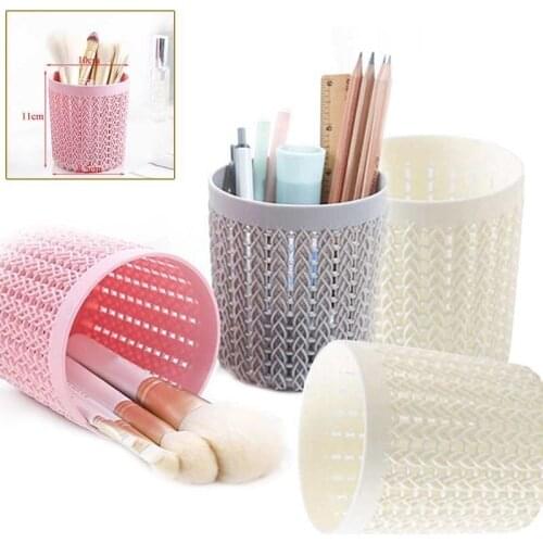 3 Colors Empty Cylinder Hollow Pen Holder Scissors Makeup Brushes Storage Container