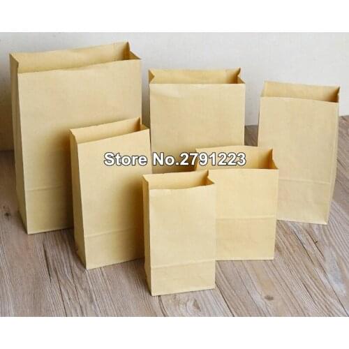 50/100pcs kraft paper bag gift bags packaging biscuit candy food cookie bread seen snacks baking takeaway bags free ship