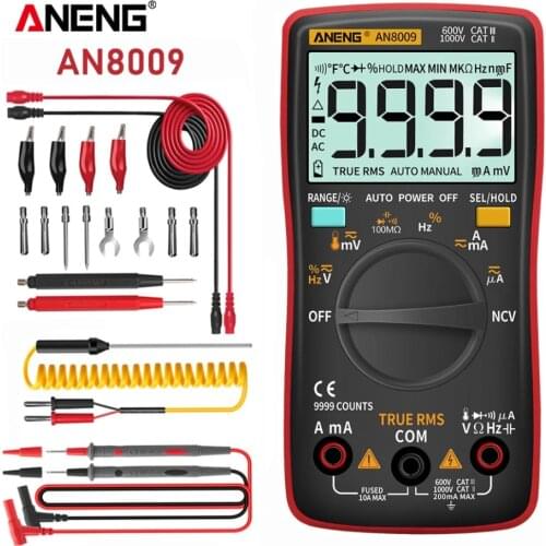 ANENG AN8009 Digital Multimeter Transistor Tester True-RMS NCV Ohm AC/DC Voltage Ammeter Current Meter Temperature Measurement