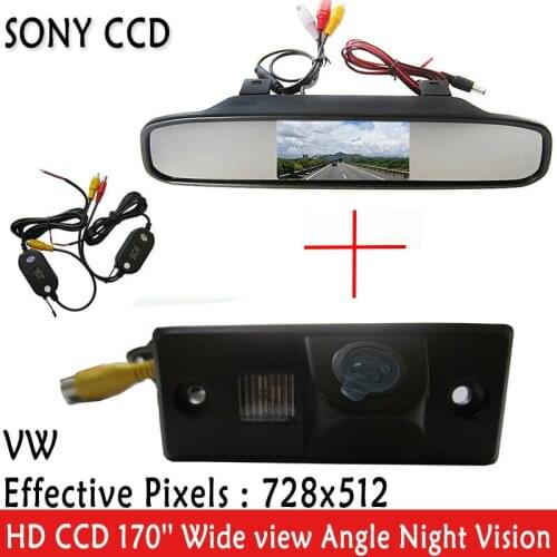 Auto video HD Parking Monitor, LED Night Vision SONY CCD Car Rear View Camera With 4.3' foldable Car Mirror Monitor FOR VW