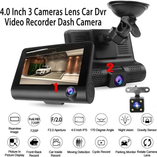 3 in 1 Car DVR Dash Cam HD 1080P 3 Lens Auto Video Recorder Rearview Camera Registrator 3 Mirrors 6-glass F2.0 Aperture Cameras