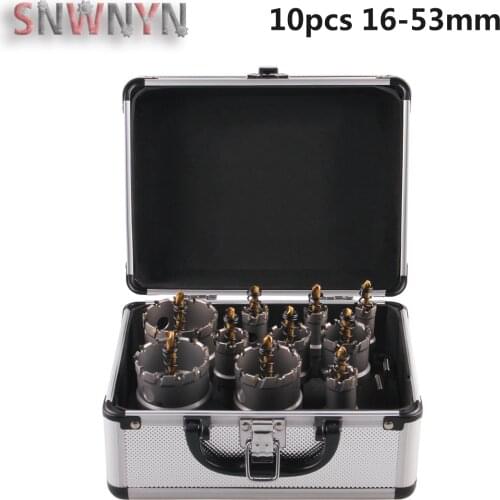 10pcs/set 16-53mm TCT Hole Saw Drill Bits Set Carbide Tipped Wood Metal Core Drill Bit Hole Saw Cutter With Box
