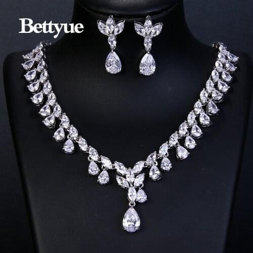Bettyue Brand Fashion Charm White Gold Color Brilliant Cubic Zircon Jewelry Sets For Woman Gothic Style Wedding Party Gifts