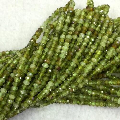 Natural Genuine Green Garnet Tsavorite Demantoid Rondelle Hand Cut Faceted Loose Small Beads 15" 04110