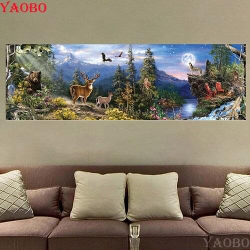 DIY Diamond Embroidery Animal forest 5d Full Square round Mosaic Diamond Painting Cross Stitch Bear/deer/ wolf Living room decor