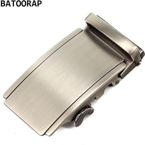 Mens Automatic Belt Buckles Alloy Irregular Gray Casual Click Buckle Wire Drawing Process Fits In 3.5 CM Ratchet Belt QS0011